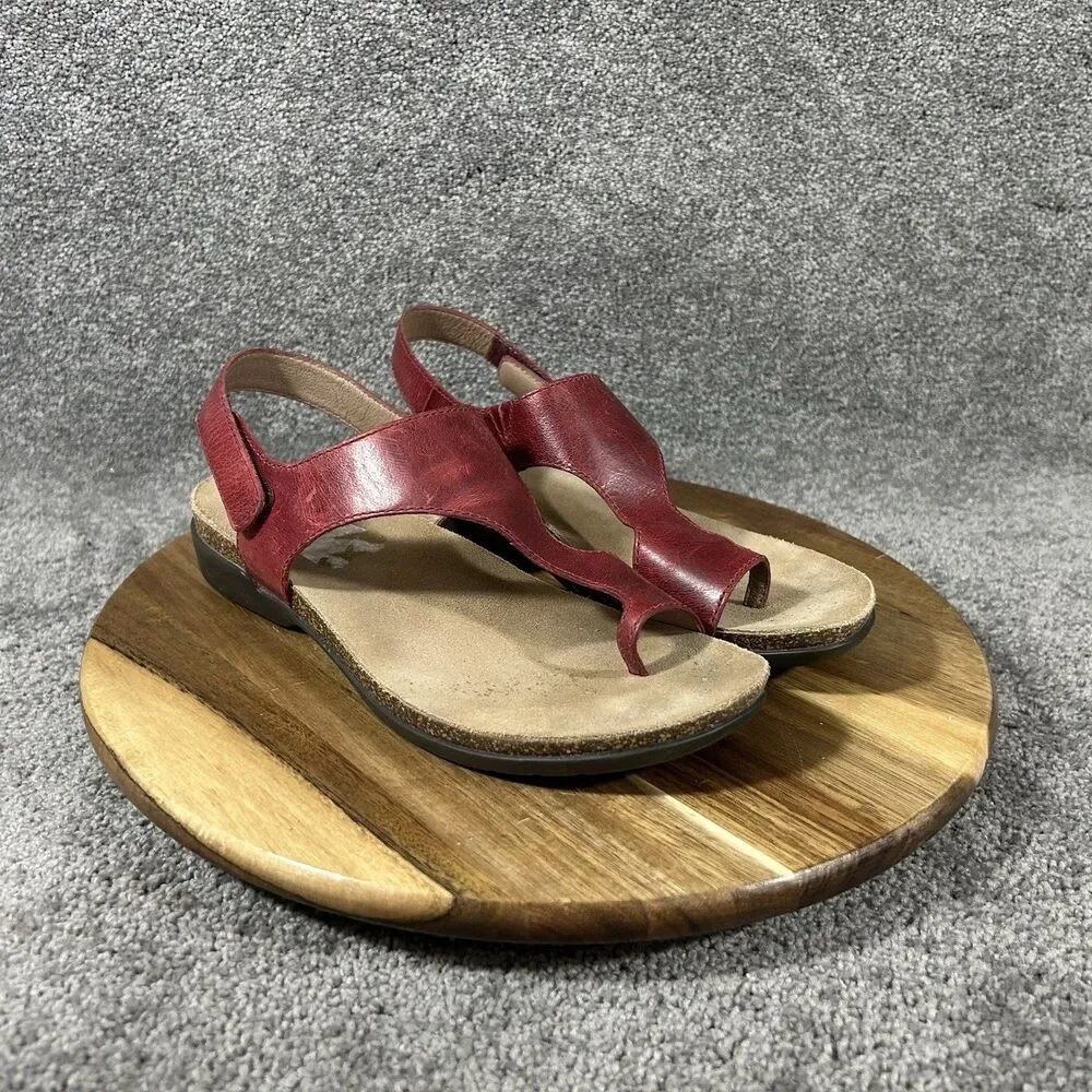 Dansko Reece Women's Size EU 38 Cinnabar Waxy Red Leather Toe-Loop Sandals Used